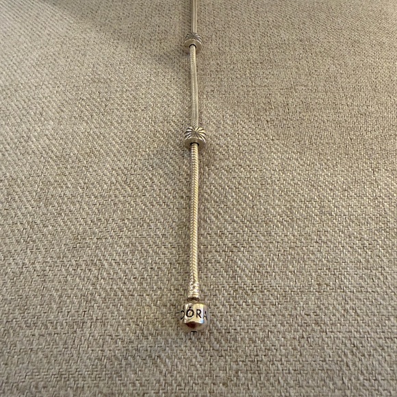 Pandora Silver Snake Chain Bracelet with Starburst Charms - Picture 6 of 7